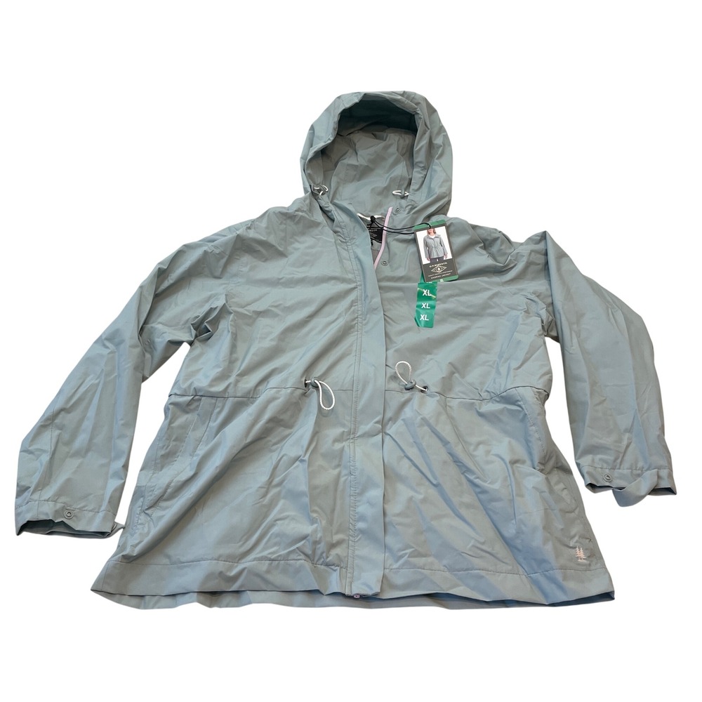 G H Bass Co Anorak Jacket Water Resistant Hooded‎ Full Zip Womens XL Blue